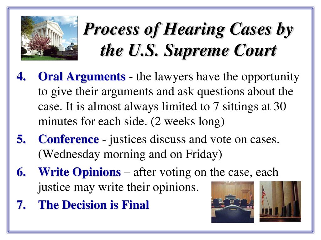 What is the process hotsell for a supreme court hearing